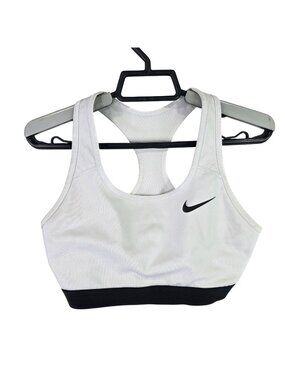 Womens Nike Dri-Fit White Sports Bra Black Band Racerback Activewear Size M
